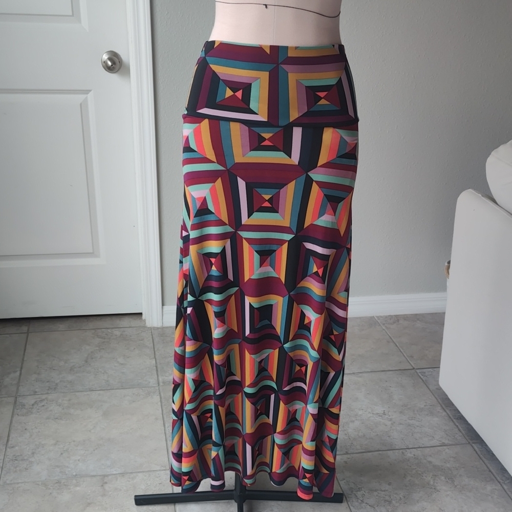 Geometric Multi-Color Maxi Skirt